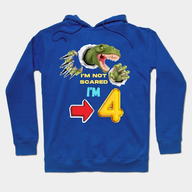 4th Birthday Dinosaur Roaring Hoodie by ALBOYZ